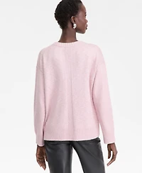 I.n.c. International Concepts Women's Ribbed-Trim Crewneck Pullover Sweater, Macy's Exclusive