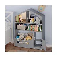 gaomon Kids Bookshelf and Toy Storage, Wooden Kids Bookcase with Motion Sensor Light, Dollhouse Bookcase for Playroom Bedroom Nursery Classroom