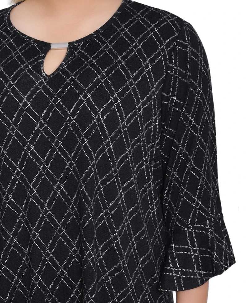 Ny Collection Plus 3/4 Bell Sleeve Top