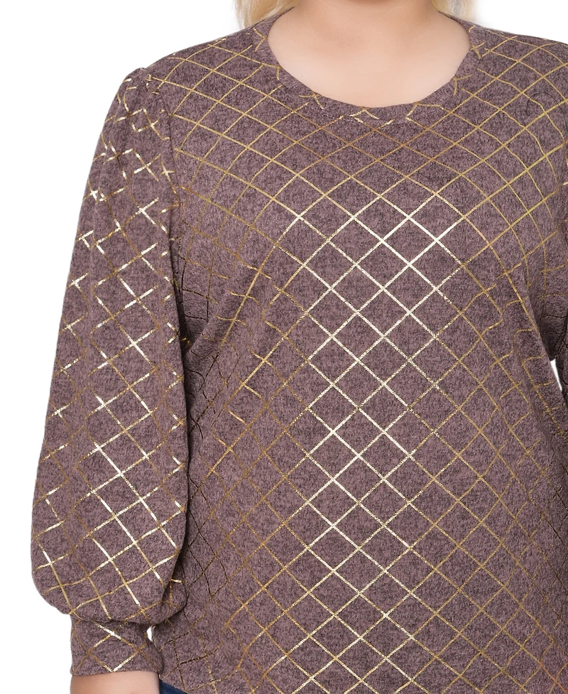 Ny Collection Plus Bishop Sleeve Pullover Top