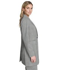 Calvin Klein Women's Houndstooth One-Button Long Jacket