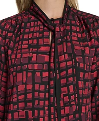 Calvin Klein Women's Tie-Front Printed Blouse