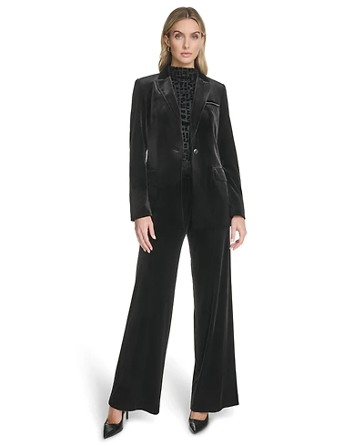 Calvin Klein Women's Long Sleeve One-Button Velvet Jacket