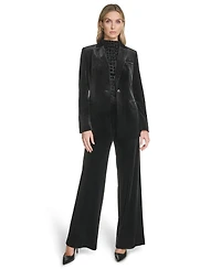 Calvin Klein Women's Long Sleeve One-Button Velvet Jacket