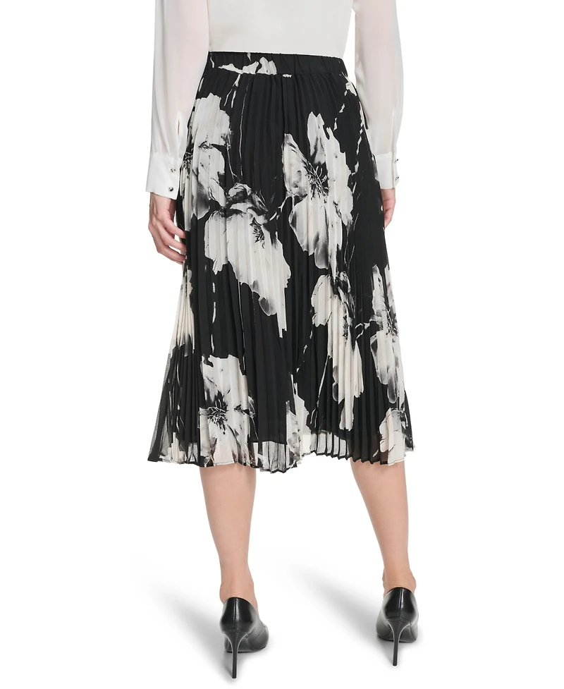Calvin Klein Women's Pleated Printed Midi Skirt