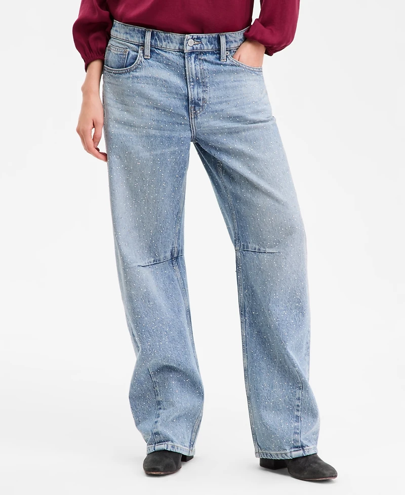Lucky Brand Women's Legend Rhinestone Stud Barrel-Leg Jeans