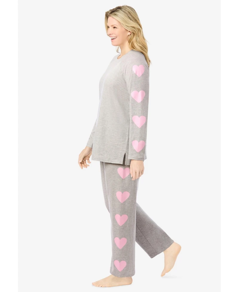 Dreams & Co. Plus Side Print Pajama Set