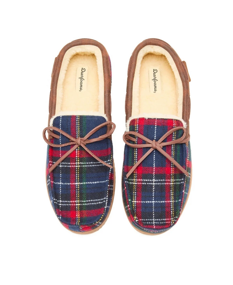 Dearfoams Men's Pierce Microsuede Moccasin House Shoe Slipper