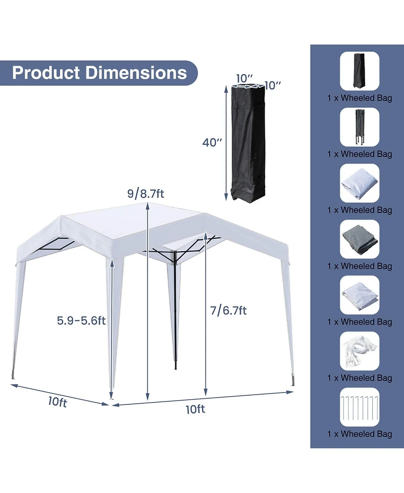 Costway 10 X 10 Ft Pop up Canopy Tent with 4 Sidewalls Mesh Netting Wheeled Bag 8 Stakes