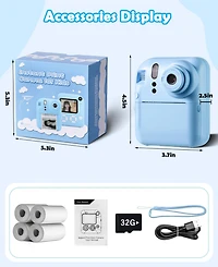 2-in-1 Instant and Digital Kids Camera with Hd Video, 16X Zoom, Printing, Games, and Accessories