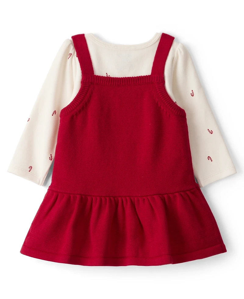 Carter's Baby Girls 2-Piece Candy Cane Print Long-Sleeve Bodysuit & Dress Set
