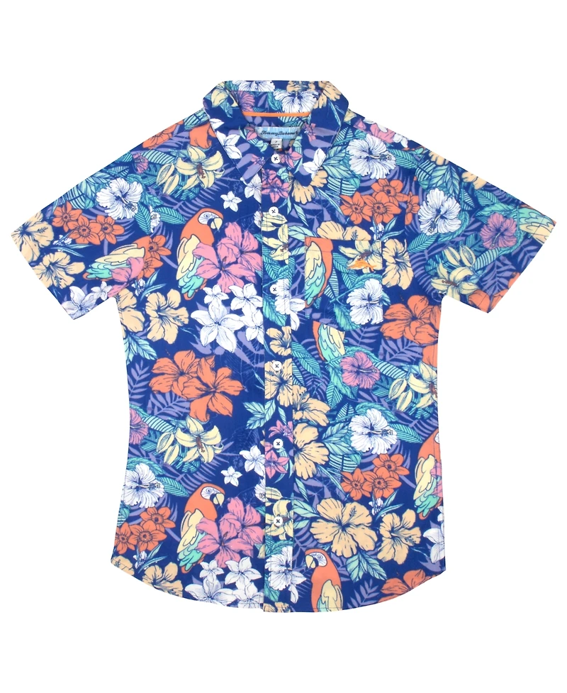 Tommy Bahama Boys Classic Woven Button-Down Shirt - Summer Short-Sleeve Hawaiian with Pocket