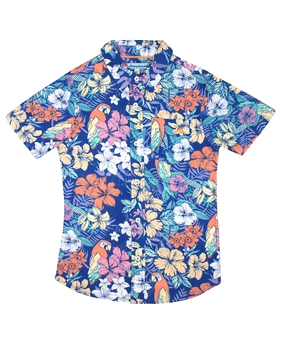 Tommy Bahama Boys Classic Woven Button-Down Shirt - Summer Short-Sleeve Hawaiian with Pocket