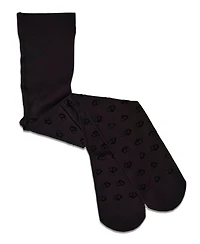 Memoi Girls Opaque "Overlapped Heart" Flocked Tights