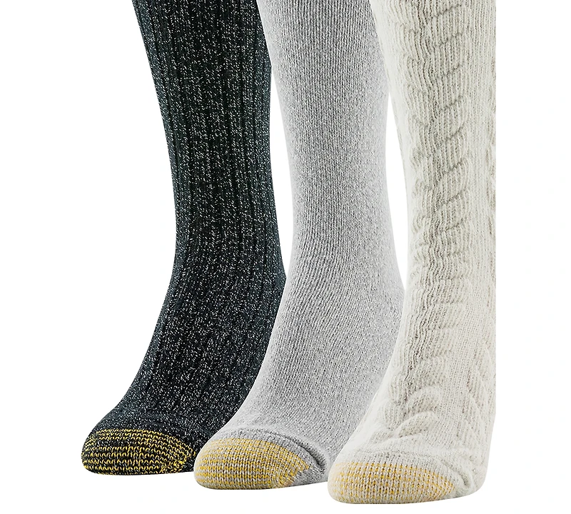 Gold Toe Women's 3-Pack Chunky Cable Crew Socks
