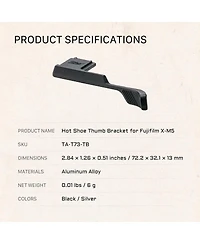 Tilta Hot Shoe Thumb Bracket for Fujifilm X-M5 Camera, Silver