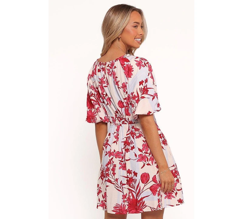 Petal and Pup Simmons Mini Dress - Fuchsia Floral