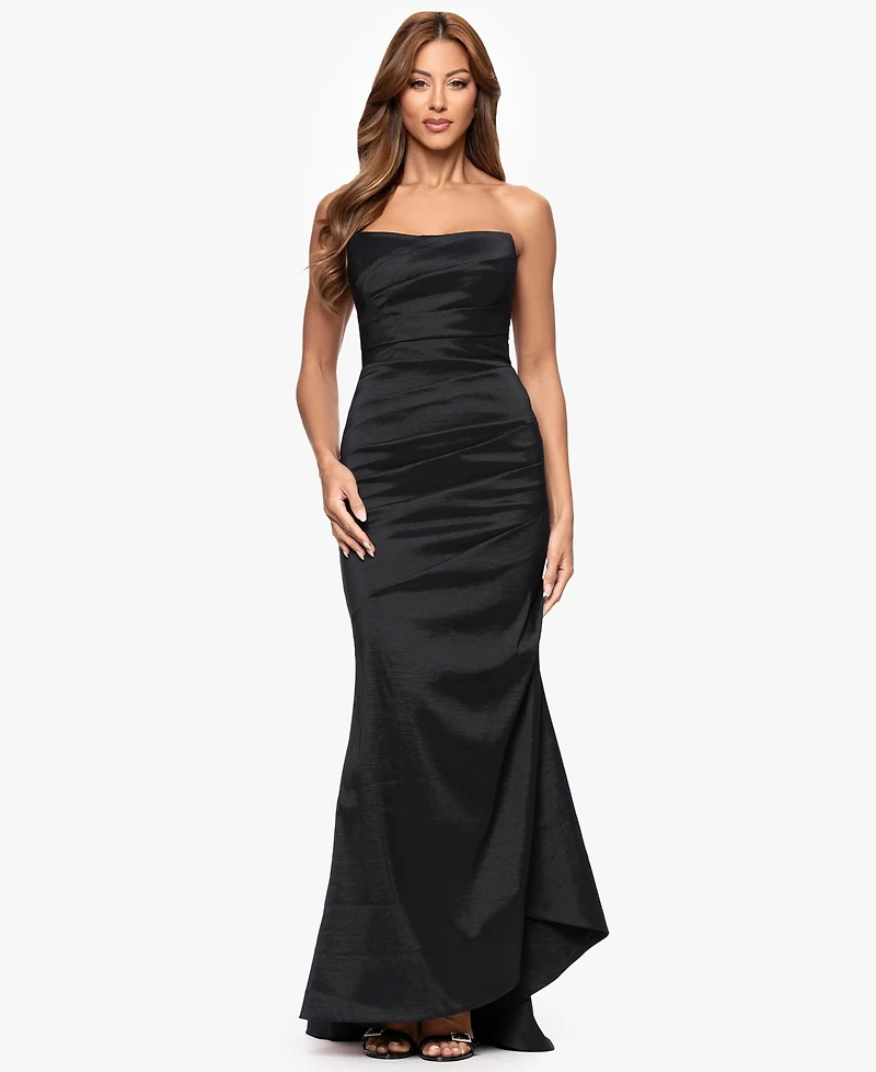 Xscape Women's Ruched Long Strapless Dress
