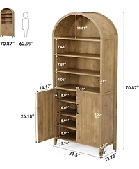 Tribesigns 70.9 Inches Tall Arched Kitchen Pantry, 8-Tier Pantry Cabinet with Doors & Adjustable Shelves