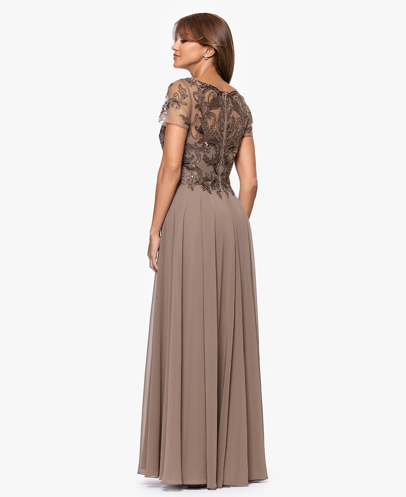 Xscape Women's Boat Neck Beaded Dress