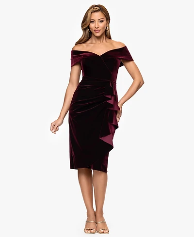 Xscape Women's Off Shoulder Neck Dress