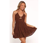Petal and Pup Rilie Halterneck Mini Dress - Brown