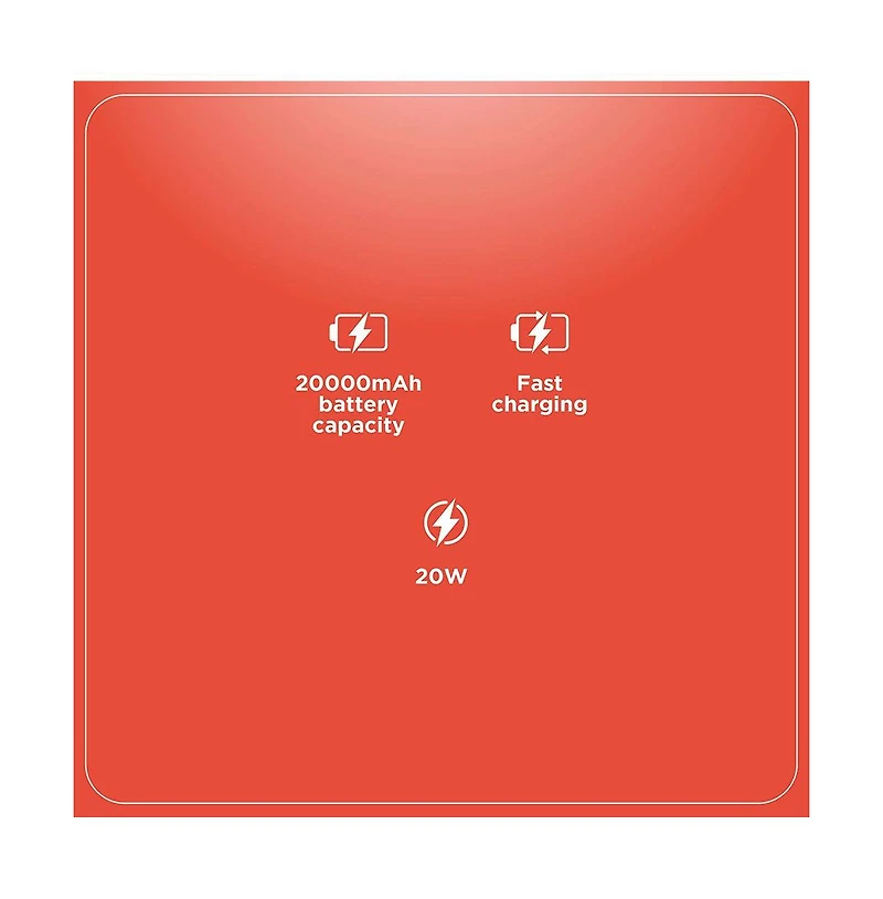 RadioShack Portable Battery Powerbank Charger 20,000 mAh 74 Wh Usb A and Usb C 20W With Led Display White 2309274
