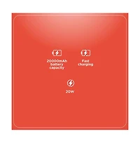 RadioShack Portable Battery Powerbank Charger 20,000 mAh 74 Wh Usb A and Usb C 20W With Led Display White 2309274
