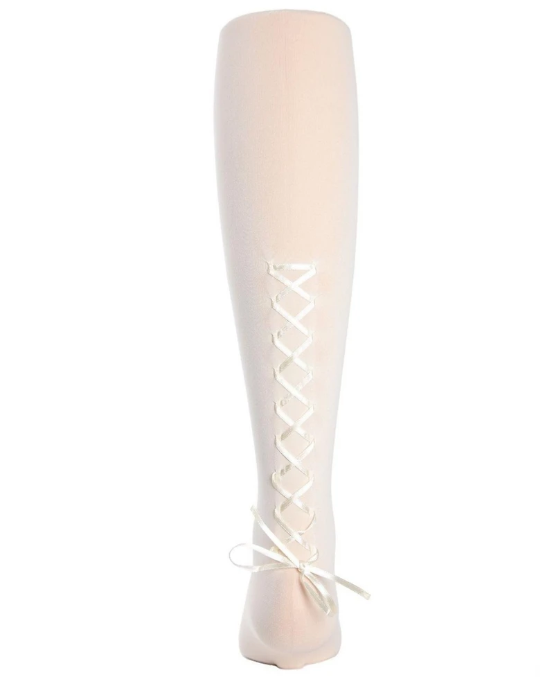 Memoi Girls Lace-Up Bow Opaque Tights