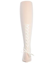 Memoi Girls Lace-Up Bow Opaque Tights