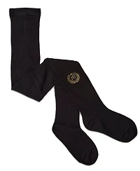 Memoi Girls Ribbed Cotton Rich Embroidered Crest Sweater Tights
