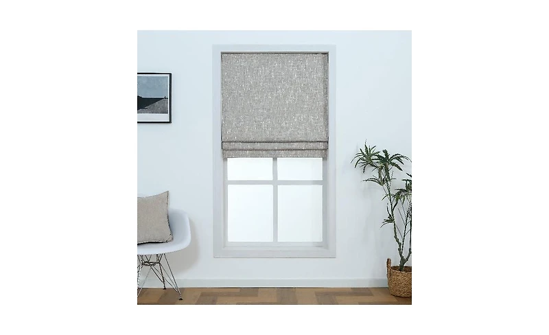 Shadisfy Motorized Roman Shades with Remote, Roman Blinds for Indoor Windows(35" W x 64" H, Linen)