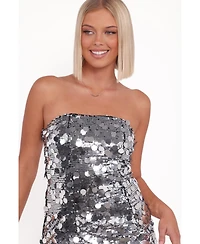 Petal and Pup Women's Azalea Mini Dress - Silver Sequin
