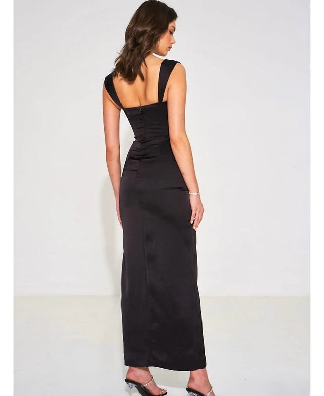 macy's black satin dress Marcella | Baxter Turtleneck Long Sleeve Dress in Black | Women's Size Small | Sustainable European Jersey
