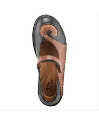 Azura Woman's Spring Step Cosmic Leather Mary Jane Flats with Hook-and-Loop Strap and Contrast Stitching