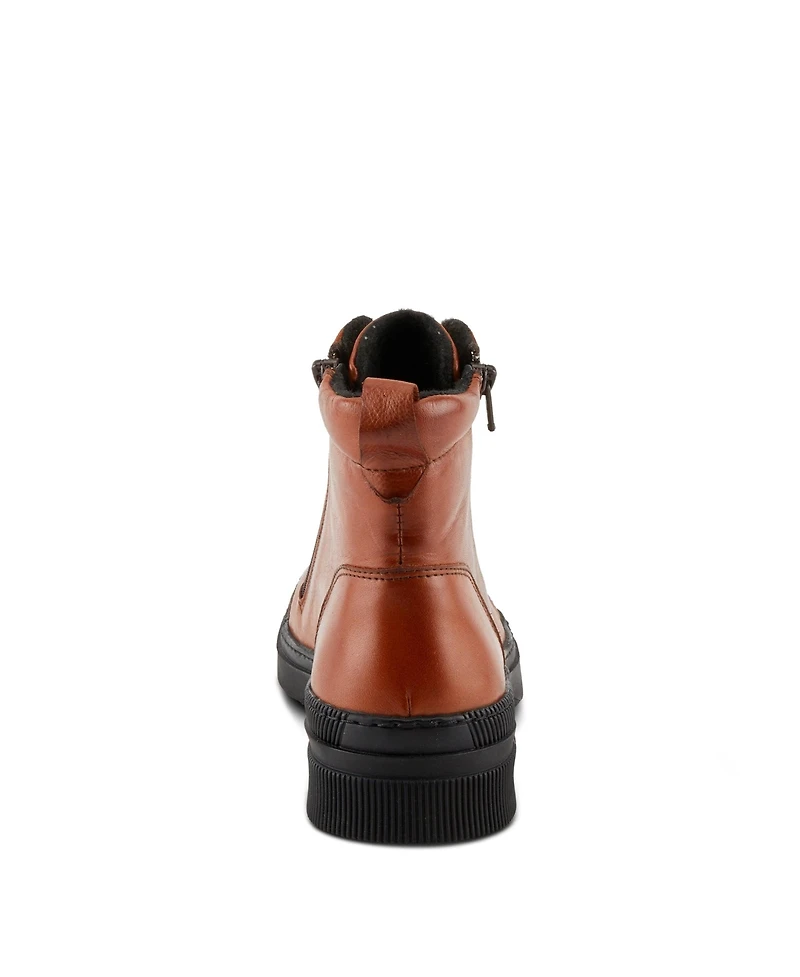 Spring Step Hoylein Leather Combat-Style Boot with Double Zippers and Removable Insole