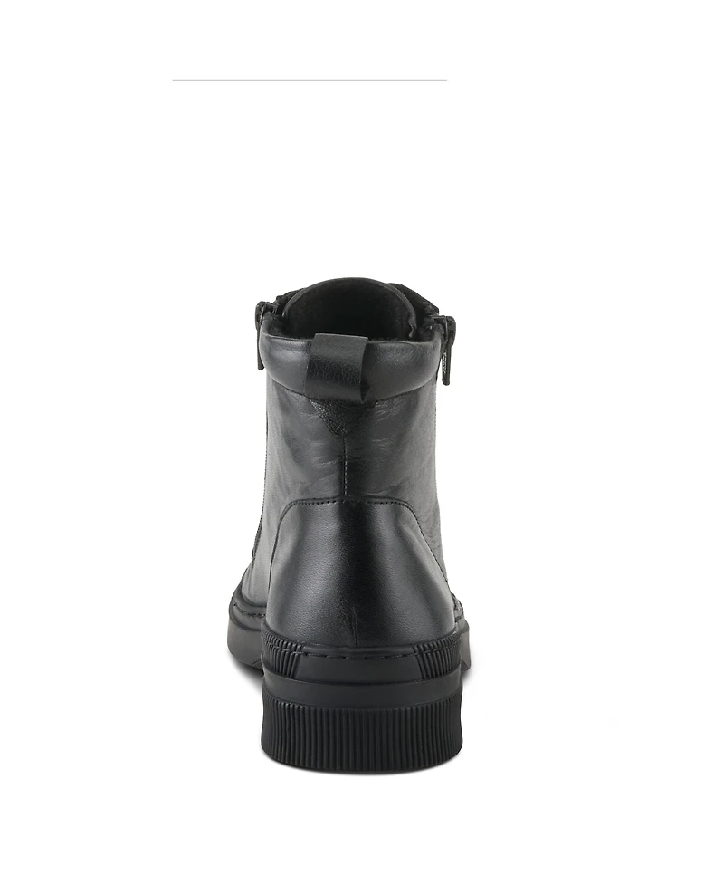 Spring Step Hoylein Leather Combat-Style Boot with Double Zippers and Removable Insole