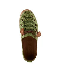 Spring Step Berna-perf Leather Perforated Slip-On Flats with Elastic Laces