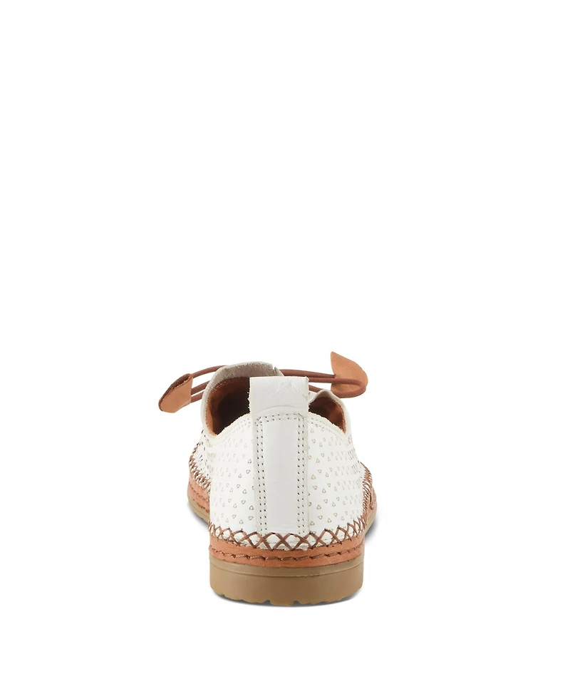Spring Step Berna-perf Leather Perforated Slip-On Flats with Elastic Laces