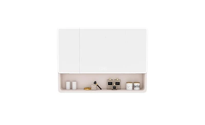 Slickblue Led Bathroom Cabinet with Aluminium Frame, Mirror, Defogger, and Storage