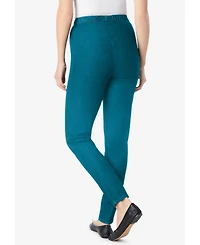 Woman Within Women's Tall Pull-On Elastic-Waist Stretch Fineline Denim Jeans