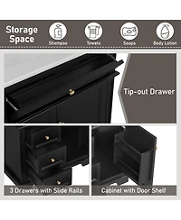Slickblue Bathroom Vanity with Sink Soft Closing Door Tip-Out Drawer and Three Drawers