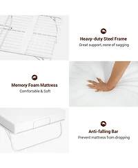 Twin Folding Bed with Mattress, Portable Foldable Bed with Storage Cover and Sturdy Metal Frame, 75'' x 31''