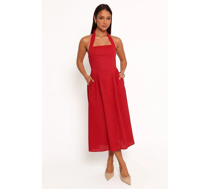 Petal and Pup Women's Ramona Halterneck Midi Dress - Red