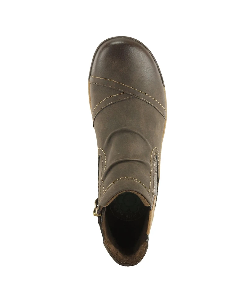 Spring Step Atella Low Profile Bootie with Elastic Gore, Inside Zipper, and Cushioned Insole