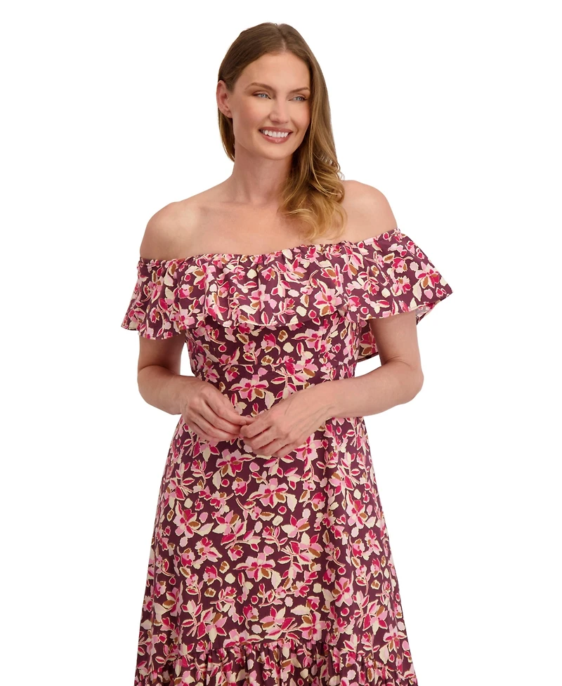 Laundry By Shelli Segal Women's Emily Off Shoulder Ruffle Dress