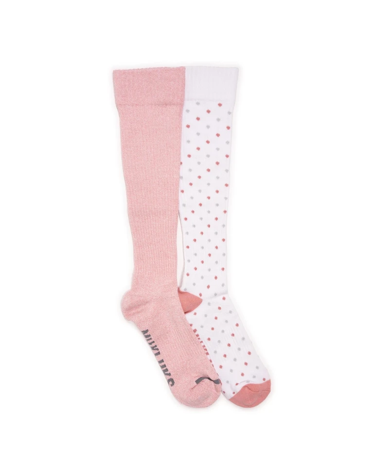 Muk Luks Women's 2 Pair Pack Cotton Compression Knee High Socks