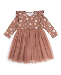Sweet Wink Little and Big Girls Ditsy Fall Floral Long Sleeve Tutu Dress
