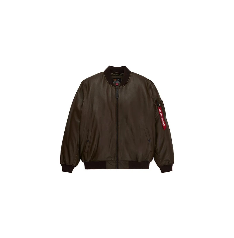 Alpha Industries Men's Leather Ma-1 Flight Jacket