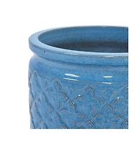 Chic Crate Modern Ceramic Planter Pots Set of 3 Versatile Indoor/Outdoor Flowerpots with Drainage Holes